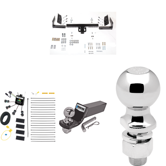 Fits 1984-1990 Ford Bronco II Trailer Hitch Tow PKG w/ 4-Flat Zero Contact "No Splice" Wiring + Starter Kit Ball Mount w/ 2" Drop & 2" Ball + 2-5/16" Ball By Reese Towpower