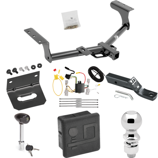 Fits 2006-2012 Toyota RAV4 Trailer Hitch Tow PKG w/ 4-Flat Wiring + Ball Mount w/ 2" Drop + 2-5/16" Ball + Wiring Bracket + Hitch Lock + Hitch Cover By Draw-Tite