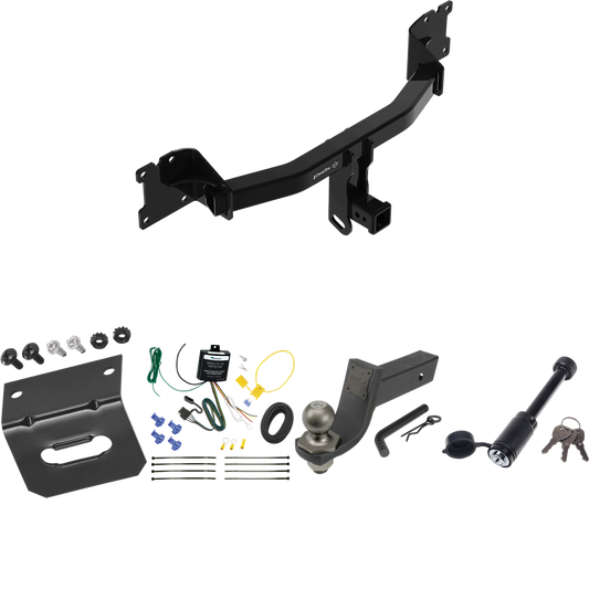 Fits 2020-2023 Porsche Cayenne Trailer Hitch Tow PKG w/ 4-Flat Wiring + Interlock Tactical Starter Kit w/ 3-1/4" Drop & 2" Ball + Tactical Dogbone Lock + Wiring Bracket (For Coupe Models) By Draw-Tite