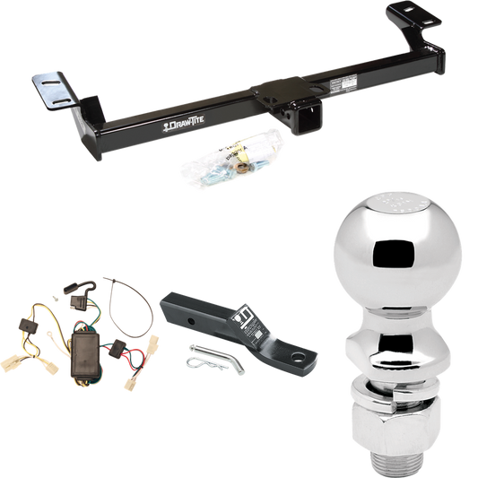 Fits 2001-2005 Toyota RAV4 Trailer Hitch Tow PKG w/ 4-Flat Wiring + Ball Mount w/ 2" Drop + 2-5/16" Ball By Draw-Tite