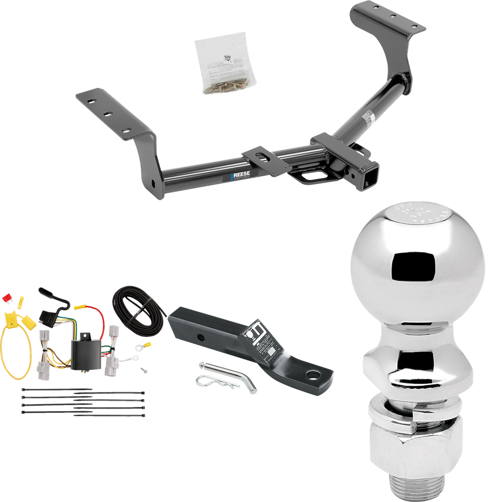 Fits 2006-2012 Toyota RAV4 Trailer Hitch Tow PKG w/ 4-Flat Wiring + Ball Mount w/ 2" Drop + 2-5/16" Ball By Reese Towpower