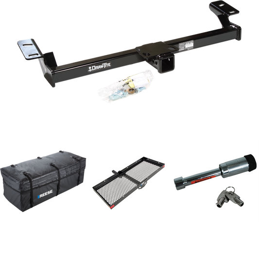 Fits 1996-2005 Toyota RAV4 Trailer Hitch Tow PKG w/ 48" x 20" Cargo Carrier + Cargo Bag + Hitch Lock By Draw-Tite