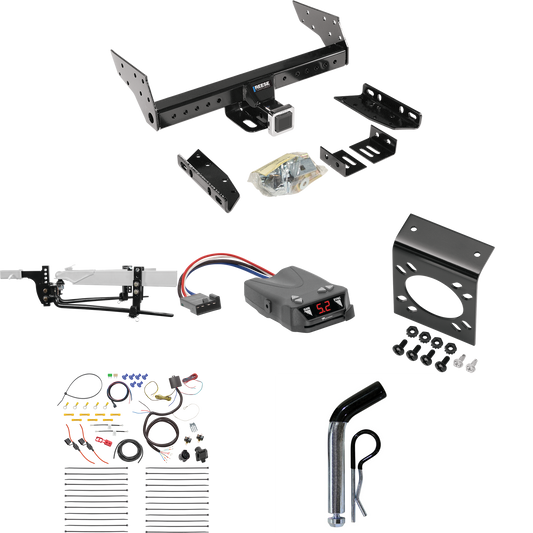 Fits 1984-1990 Ford Bronco II Trailer Hitch Tow PKG w/ 6K Round Bar Weight Distribution Hitch w/ 2-5/16" Ball + Pin/Clip + Tekonsha Brakeman IV Brake Control + 7-Way RV Wiring By Reese Towpower