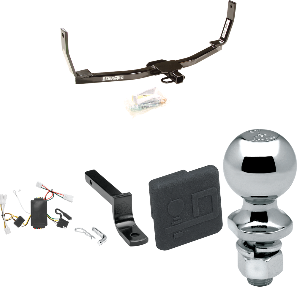 Fits 2006-2009 Hyundai Sonata Trailer Hitch Tow PKG w/ 4-Flat Wiring Harness + Draw-Bar + 2" Ball + Hitch Cover By Draw-Tite