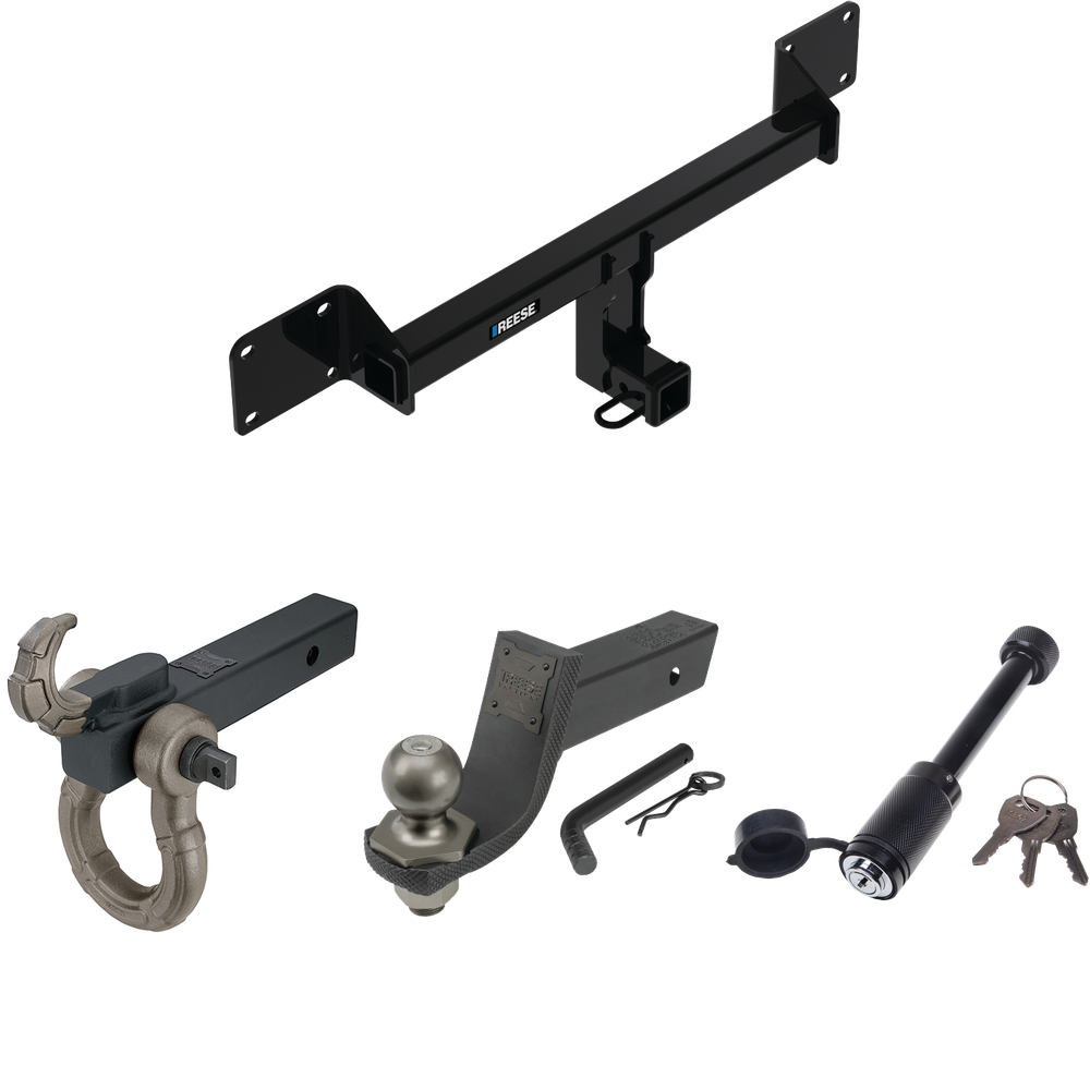 Fits 2021-2023 Ford Bronco Sport Trailer Hitch Tow PKG + Interlock Tactical Starter Kit w/ 3-1/4" Drop & 2" Ball + Tactical Hook & Shackle Mount + Tactical Dogbone Lock (Excludes: First Edition Models) By Reese Towpower