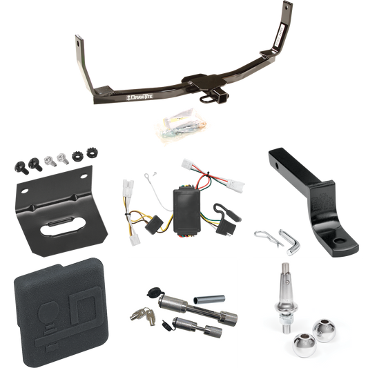 Fits 2006-2009 Hyundai Sonata Trailer Hitch Tow PKG w/ 4-Flat Wiring Harness + Draw-Bar + Interchangeable 1-7/8" & 2" Balls + Wiring Bracket + Hitch Cover + Dual Hitch & Coupler Locks By Draw-Tite