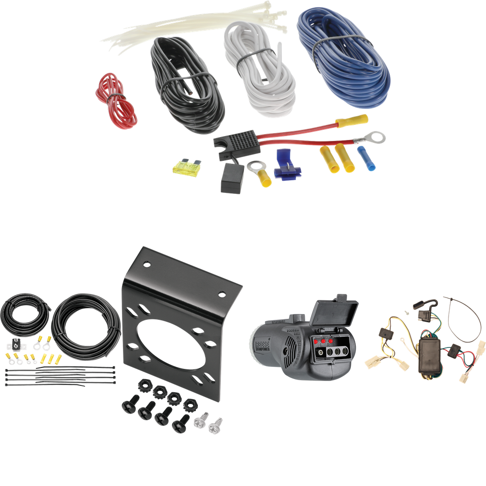 Fits 2001-2005 Toyota RAV4 7-Way RV Wiring + 2 in 1 Tester & 7-Way to 4-Way Adapter By Tekonsha