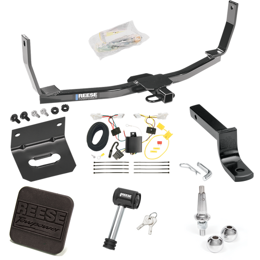 Fits 2010-2010 Hyundai Sonata Trailer Hitch Tow PKG w/ 4-Flat Wiring Harness + Draw-Bar + Interchangeable 1-7/8" & 2" Balls + Wiring Bracket + Hitch Cover + Hitch Lock By Reese Towpower