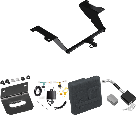 Fits 2020-2023 Hyundai Sonata Trailer Hitch Tow PKG w/ 4-Flat Wiring Harness + Hitch Cover + Hitch Lock By Draw-Tite