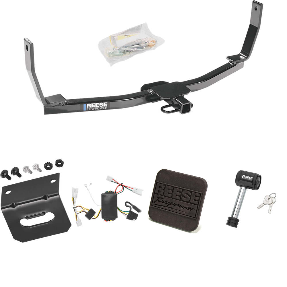 Se adapta al paquete de enganche de remolque Hyundai Sonata 2006-2009 con arnés de cableado plano de 4 + cubierta de enganche + bloqueo de enganche de Reese Towpower