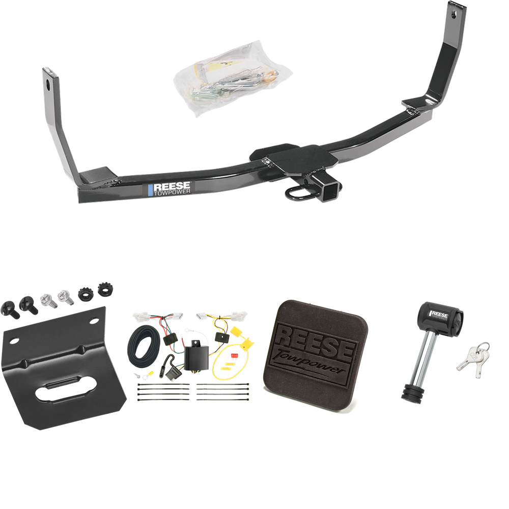 Se adapta al paquete de enganche de remolque Hyundai Sonata 2010-2010 con arnés de cableado plano de 4 + cubierta de enganche + bloqueo de enganche de Reese Towpower