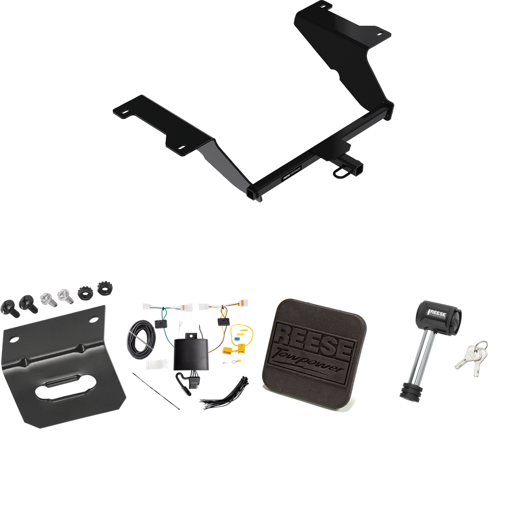 Fits 2020-2023 Hyundai Sonata Trailer Hitch Tow PKG w/ 4-Flat Wiring Harness + Hitch Cover + Hitch Lock By Reese Towpower