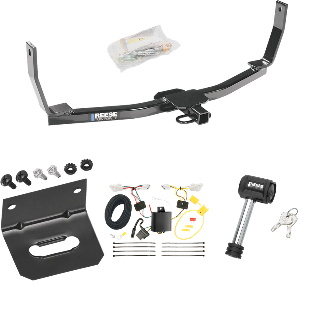 Se adapta al paquete de enganche de remolque Hyundai Sonata 2010-2010 con arnés de cableado plano de 4 + soporte de cableado + bloqueo de enganche de Reese Towpower