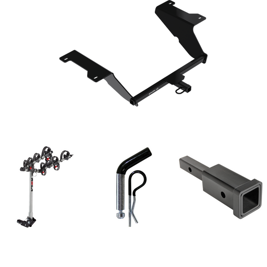 Fits 2020-2023 Hyundai Sonata Trailer Hitch Tow PKG w/ Hitch Adapter 1-1/4" to 2" Receiver + 1/2" Pin & Clip + 4 Bike Carrier Rack By Draw-Tite