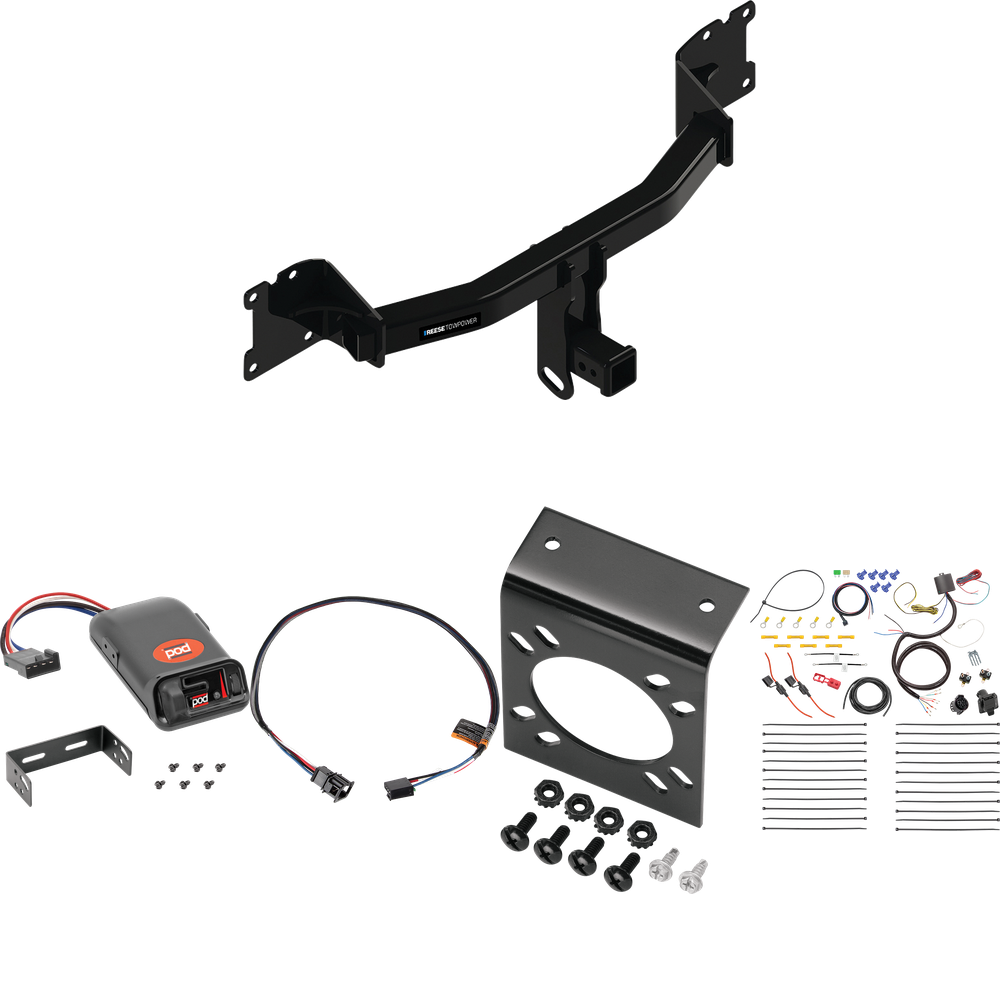 Se adapta al paquete de enganche de remolque Porsche Cayenne 2020-2023 con control de freno POD Pro Series + adaptador BC Plug &amp; Play + cableado RV de 7 vías (para modelos Coupé) de Reese Towpower