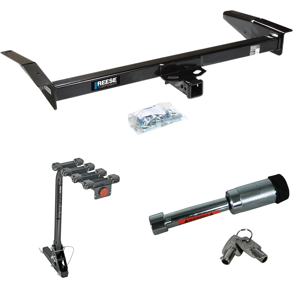 Fits 1983-1991 Ford LTD Crown Victoria Trailer Hitch Tow PKG w/ 4 Bike Carrier Rack + Hitch Lock By Reese Towpower