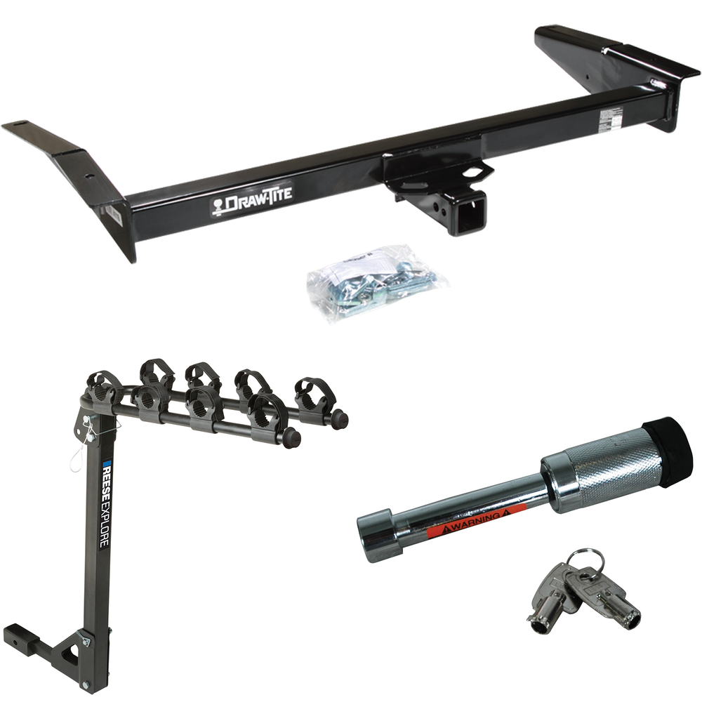 Fits 2003-2004 Mercury Marauder Trailer Hitch Tow PKG w/ 4 Bike Carrier Rack + Hitch Lock By Draw-Tite