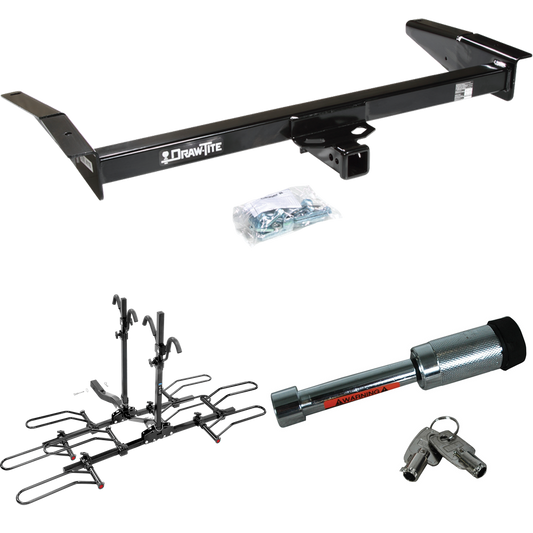 Fits 1983-1991 Ford LTD Crown Victoria Trailer Hitch Tow PKG w/ 4 Bike Plaform Style Carrier Rack + Hitch Lock By Draw-Tite