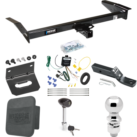 Fits 1981-2011 Lincoln Town Car Trailer Hitch Tow PKG w/ 4-Flat Wiring + Ball Mount w/ 2" Drop + 2-5/16" Ball + Wiring Bracket + Hitch Lock + Hitch Cover By Reese Towpower