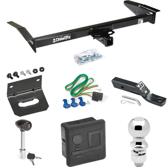 Fits 1983-1997 Mercury Grand Marquis Trailer Hitch Tow PKG w/ 4-Flat Wiring + Ball Mount w/ 2" Drop + 2-5/16" Ball + Wiring Bracket + Hitch Lock + Hitch Cover By Draw-Tite