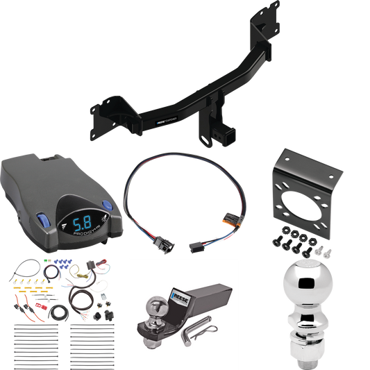 Fits 2020-2023 Porsche Cayenne Trailer Hitch Tow PKG w/ Tekonsha Prodigy P2 Brake Control + Plug & Play BC Adapter + 7-Way RV Wiring + 2" & 2-5/16" Ball & Drop Mount (For Coupe Models) By Reese Towpower
