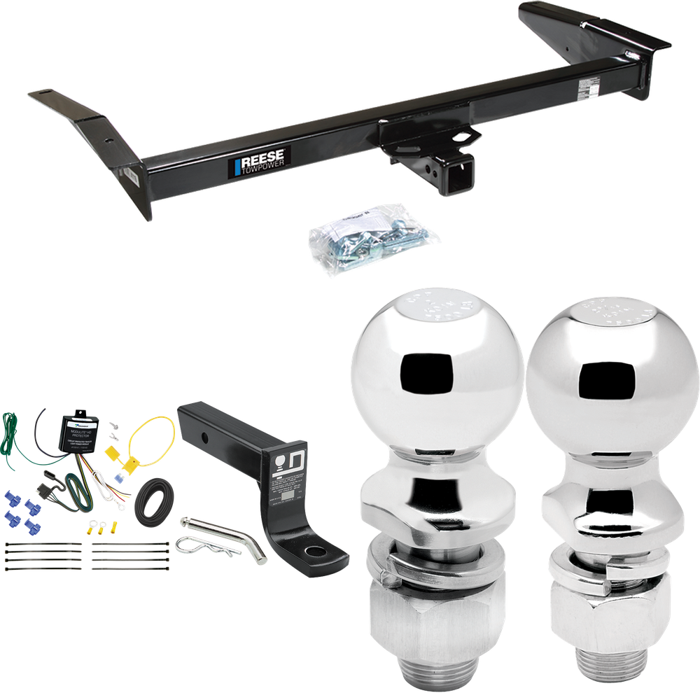 Fits 1998-2009 Ford Crown Victoria Trailer Hitch Tow PKG w/ 4-Flat Wiring + Ball Mount w/ 4" Drop + 2" Ball + 2-5/16" Ball By Reese Towpower