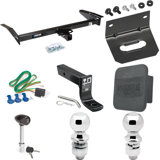 Fits 1992-1997 Ford Crown Victoria Trailer Hitch Tow PKG w/ 4-Flat Wiring + Ball Mount w/ 4" Drop + 2" Ball + 2-5/16" Ball + Wiring Bracket + Hitch Lock + Hitch Cover By Reese Towpower