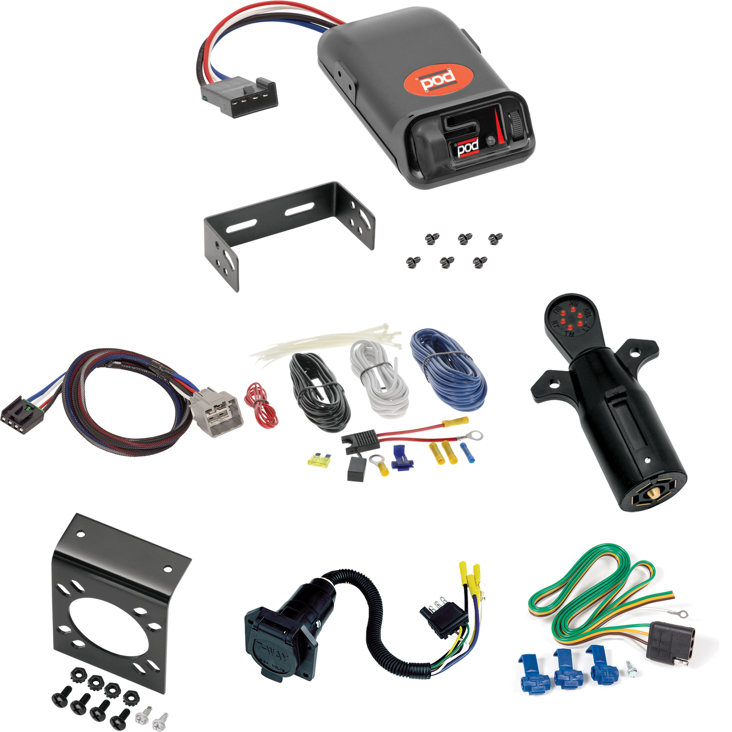 Fits 2015-2023 RAM 2500 7-Way RV Wiring + Pro Series POD Brake Control + Plug & Play BC Adapter + 7-Way Tester By Reese Towpower