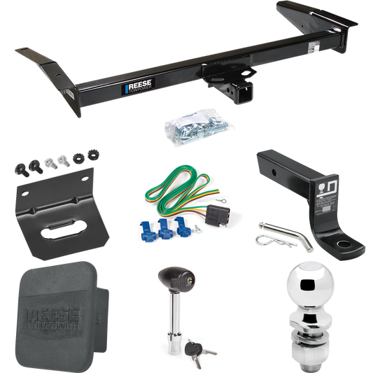 Fits 1980-1983 Lincoln Mark VI Trailer Hitch Tow PKG w/ 4-Flat Wiring + Ball Mount w/ 4" Drop + 2" Ball + Wiring Bracket + Hitch Lock + Hitch Cover By Reese Towpower