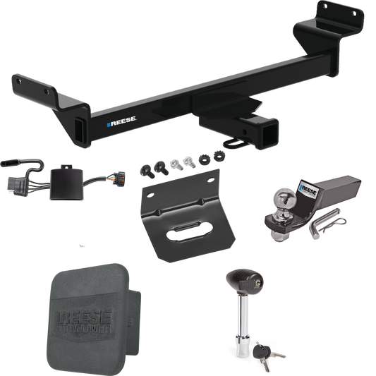 Fits 2022-2023 Hyundai Tucson Trailer Hitch Tow PKG w/ 4-Flat Wiring + Starter Kit Ball Mount w/ 2" Drop & 2" Ball + 1-7/8" Ball + Wiring Bracket + Hitch Lock + Hitch Cover (Excludes: N Line Models) By Reese Towpower