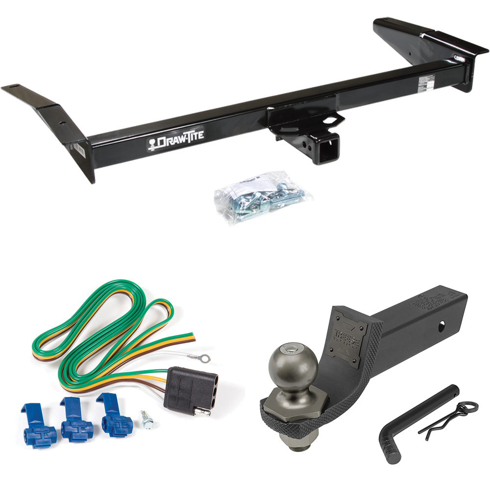 Fits 1992-1997 Ford Crown Victoria Trailer Hitch Tow PKG w/ 4-Flat Wiring + Interlock Tactical Starter Kit w/ 2" Drop & 2" Ball By Draw-Tite