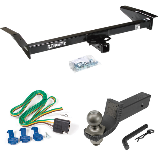 Fits 1992-1997 Ford Crown Victoria Trailer Hitch Tow PKG w/ 4-Flat Wiring + Interlock Tactical Starter Kit w/ 2" Drop & 2" Ball By Draw-Tite