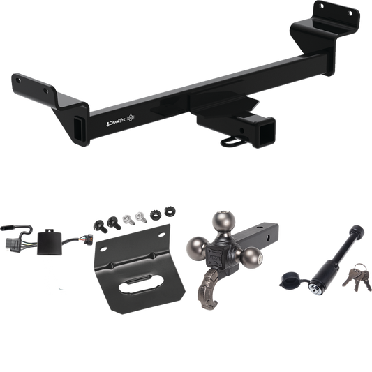 Fits 2022-2023 Hyundai Tucson Trailer Hitch Tow PKG w/ 4-Flat Wiring + Triple Ball Tactical Ball Mount 1-7/8" & 2" & 2-5/16" Balls w/ Tow Hook + Tactical Dogbone Lock + Wiring Bracket (Excludes: N Line Models) By Draw-Tite