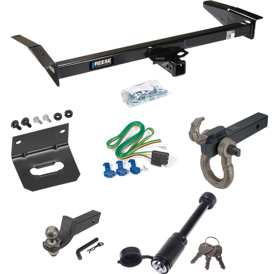 Fits 1983-1991 Ford LTD Crown Victoria Trailer Hitch Tow PKG w/ 4-Flat Wiring + Interlock Tactical Starter Kit w/ 2" Drop & 2" Ball + Tactical Hook & Shackle Mount + Tactical Dogbone Lock + Wiring Bracket By Reese Towpower