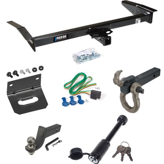 Fits 1980-1983 Lincoln Mark VI Trailer Hitch Tow PKG w/ 4-Flat Wiring + Interlock Tactical Starter Kit w/ 3-1/4" Drop & 2" Ball + Tactical Hook & Shackle Mount + Tactical Dogbone Lock + Wiring Bracket By Reese Towpower
