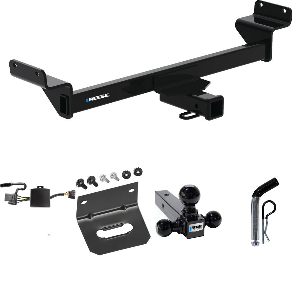 Fits 2022-2023 Hyundai Tucson Trailer Hitch Tow PKG w/ 4-Flat Wiring Harness + Triple Ball Ball Mount 1-7/8" & 2" & 2-5/16" Trailer Balls + Pin/Clip + Wiring Bracket (Excludes: N Line Models) By Reese Towpower