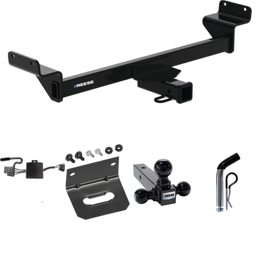 Fits 2022-2023 Hyundai Tucson Trailer Hitch Tow PKG w/ 4-Flat Wiring Harness + Triple Ball Ball Mount 1-7/8" & 2" & 2-5/16" Trailer Balls + Pin/Clip + Wiring Bracket (Excludes: N Line Models) By Reese Towpower