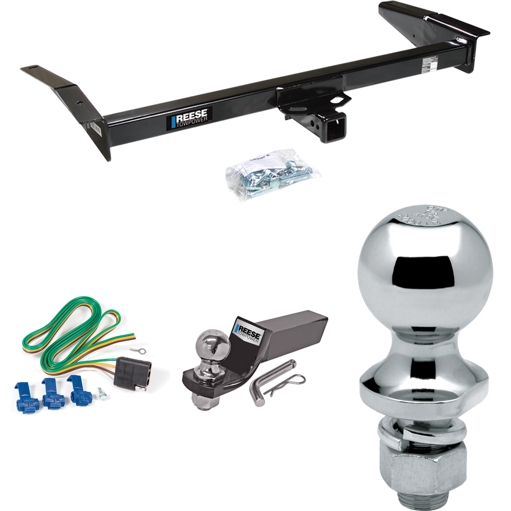 Fits 1983-1991 Ford LTD Crown Victoria Trailer Hitch Tow PKG w/ 4-Flat Wiring + Starter Kit Ball Mount w/ 2" Drop & 2" Ball + 1-7/8" Ball By Reese Towpower