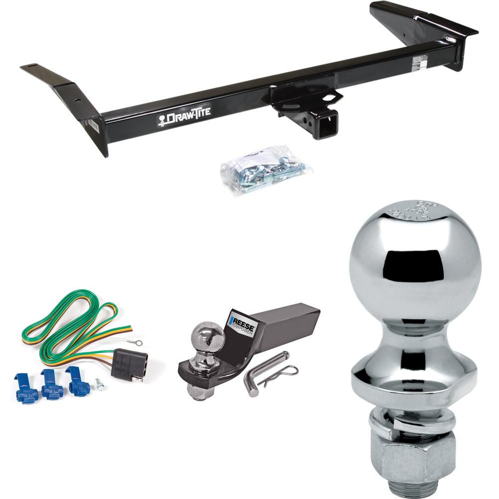 Fits 1983-1991 Ford LTD Crown Victoria Trailer Hitch Tow PKG w/ 4-Flat Wiring + Starter Kit Ball Mount w/ 2" Drop & 2" Ball + 1-7/8" Ball By Draw-Tite