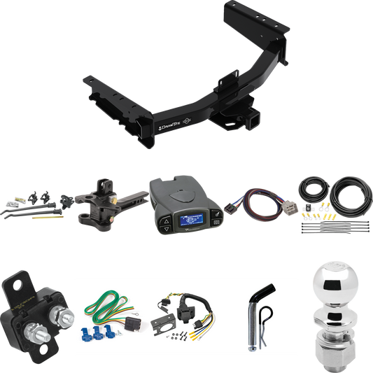 Fits 2019-2023 RAM 1500 Trailer Hitch Tow PKG w/ 17K Trunnion Bar Weight Distribution Hitch + Pin/Clip + 2-5/16" Ball + Tekonsha Prodigy P3 Brake Control + Plug & Play BC Adapter + 7-Way RV Wiring (For (New Body Style) Models) By Draw-Tite