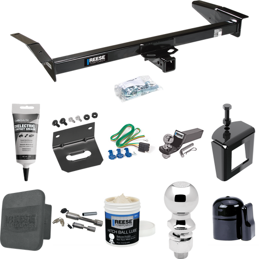 Fits 1983-1991 Ford LTD Crown Victoria Trailer Hitch Tow PKG w/ 4-Flat Wiring + Starter Kit Ball Mount w/ 2" Drop & 2" Ball + 2-5/16" Ball + Wiring Bracket + Dual Hitch & Coupler Locks + Hitch Cover + Wiring Tester + Ball Lube +Electric Grease + Ball