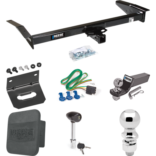 Fits 1980-1983 Lincoln Mark VI Trailer Hitch Tow PKG w/ 4-Flat Wiring + Starter Kit Ball Mount w/ 2" Drop & 2" Ball + 2-5/16" Ball + Wiring Bracket + Hitch Lock + Hitch Cover By Reese Towpower