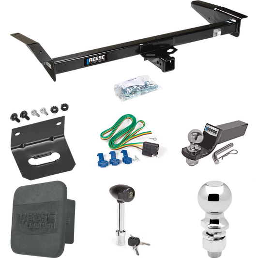 Fits 1983-1997 Mercury Grand Marquis Trailer Hitch Tow PKG w/ 4-Flat Wiring + Starter Kit Ball Mount w/ 2" Drop & 2" Ball + 2-5/16" Ball + Wiring Bracket + Hitch Lock + Hitch Cover By Reese Towpower