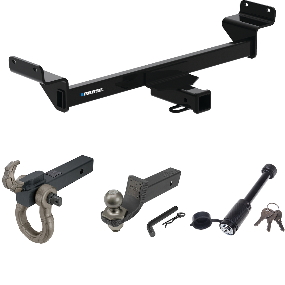 Fits 2023-2023 KIA Sportage Trailer Hitch Tow PKG + Interlock Tactical Starter Kit w/ 2" Drop & 2" Ball + Tactical Hook & Shackle Mount + Tactical Dogbone Lock By Reese Towpower