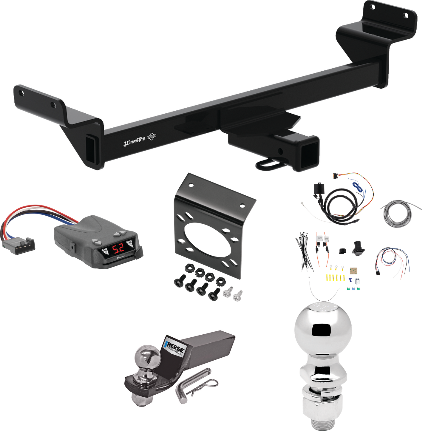 Fits 2022-2023 Hyundai Tucson Trailer Hitch Tow PKG w/ Tekonsha Brakeman IV Brake Control + 7-Way RV Wiring + 2" & 2-5/16" Ball & Drop Mount (Excludes: N Line Models) By Draw-Tite