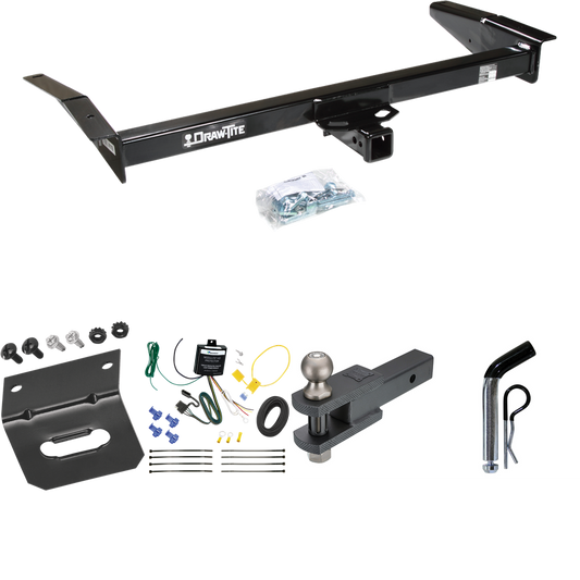 Fits 1998-2011 Mercury Grand Marquis Trailer Hitch Tow PKG w/ 4-Flat Wiring Harness + Clevis Hitch Ball Mount w/ 2" Ball + Pin/Clip + Wiring Bracket By Draw-Tite