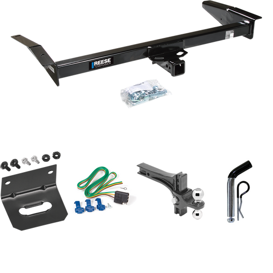 Fits 1980-1983 Lincoln Mark VI Trailer Hitch Tow PKG w/ 4-Flat Wiring Harness + Dual Adjustable Drop Rise Ball Ball Mount 2" & 2-5/16" Trailer Balls + Pin/Clip + Wiring Bracket By Reese Towpower