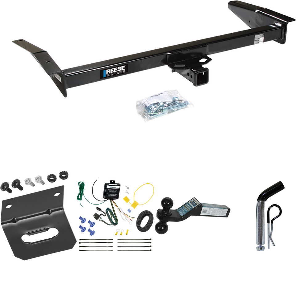 Se adapta al paquete de remolque con enganche para remolque Mercury Grand Marquis 1998-2011 con arnés de cableado de 4 planos + soporte de bola doble bolas de remolque de 2" y 2-5/16" + pasador/clip + soporte de cableado de Reese Towpower