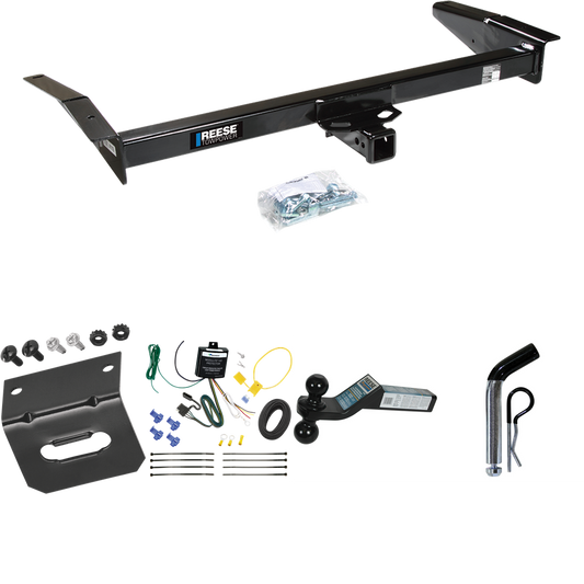 Fits 1998-2011 Mercury Grand Marquis Trailer Hitch Tow PKG w/ 4-Flat Wiring Harness + Dual Ball Ball Mount 2" & 2-5/16" Trailer Balls + Pin/Clip +  Wiring Bracket By Reese Towpower