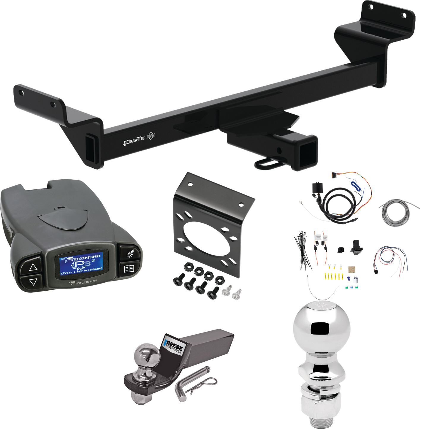 Fits 2022-2023 Hyundai Tucson Trailer Hitch Tow PKG w/ Tekonsha Prodigy P3 Brake Control + 7-Way RV Wiring + 2" & 2-5/16" Ball & Drop Mount (Excludes: N Line Models) By Draw-Tite